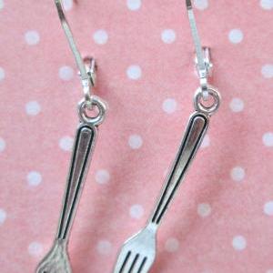 Fork Charm Earrings - Iron Leverback - Jewelry By..