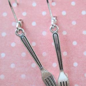 Fork Charm Earrings - Iron Leverback - Jewelry By..