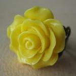 Sunshine Yellow Rose On Antique Brass Filigree..