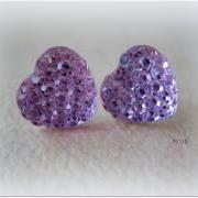 Mini Rhinestone Heart Earrings - Pink - Jewelry by FIVE
